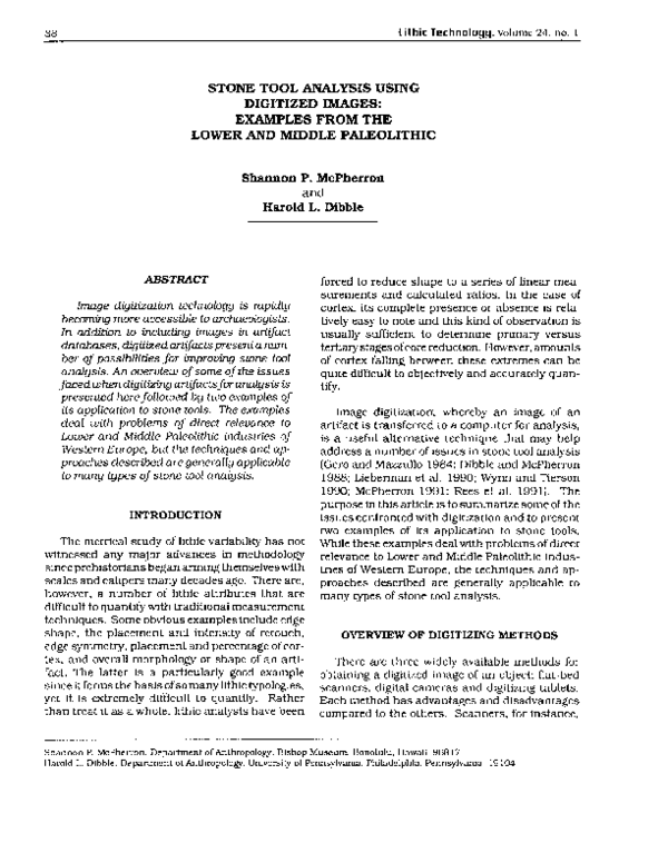 (PDF) Stone tool analysis using digitized images: examples from the ...