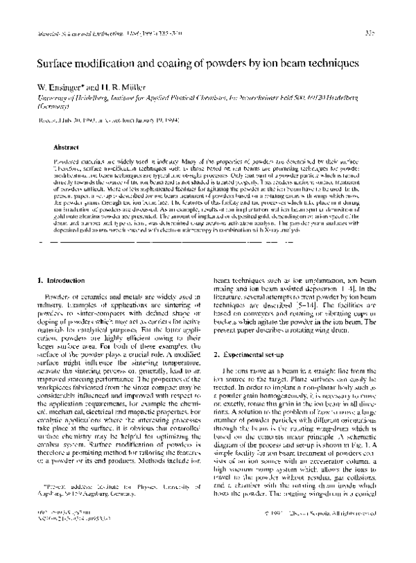 (PDF) Surface modification and coating of powders by ion beam techniques