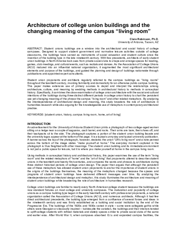 (PDF) Architecture of college union buildings and the changing meaning ...