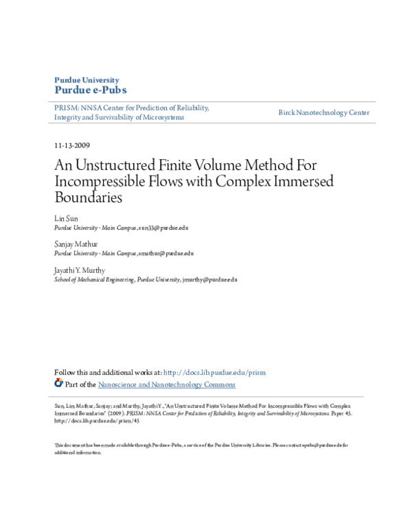 (PDF) An Unstructured Finite-Volume Method for Incompressible Flows ...