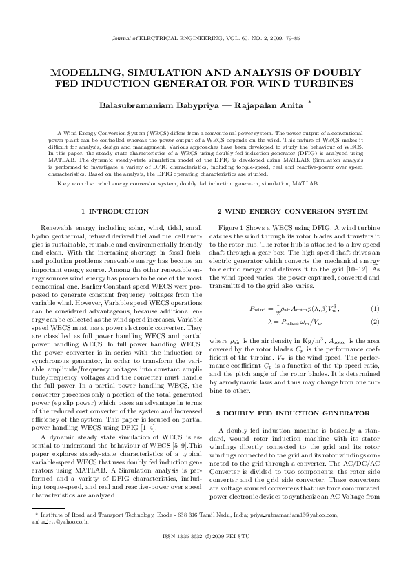 (PDF) Modelling, Simulation and Analysis of Doubly Fed Induction ...