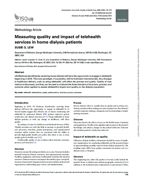 (PDF) Measuring quality and impact of telehealth services in home ...