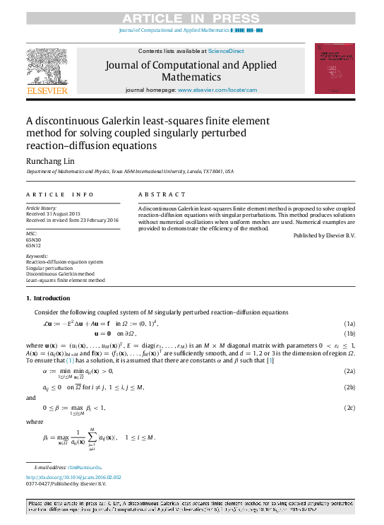 (PDF) A discontinuous Galerkin least-squares finite element method for ...