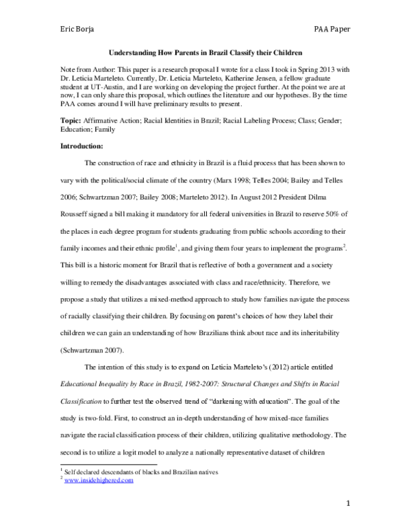 (PDF) Understanding How Parents in Brazil Classify their Children