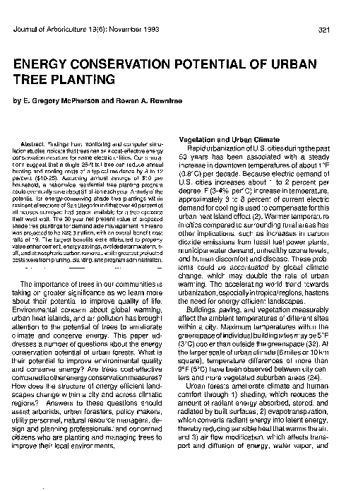 (PDF) Energy Conservation Potential of Urban Tree Planting