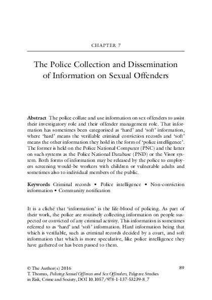 (PDF) The Police Collection and Dissemination of Information on Sexual ...