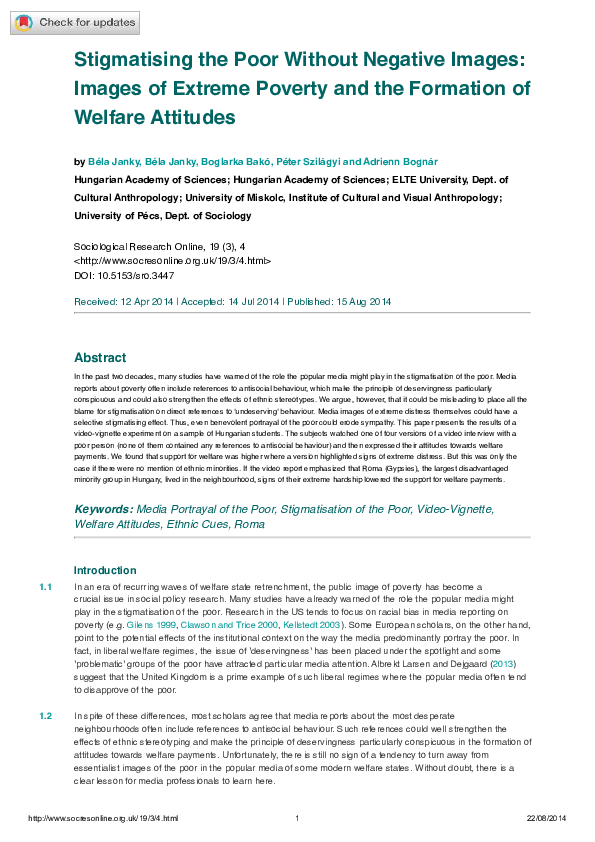 (PDF) Stigmatising the Poor Without Negative Images: Images of Extreme ...