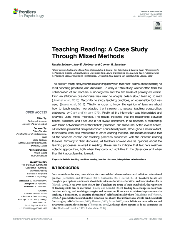 (PDF) Teaching Reading: A Case Study Through Mixed Methods
