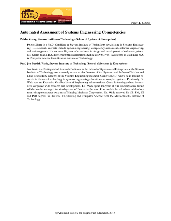 (PDF) Automated Assessment of Systems Engineering Competencies