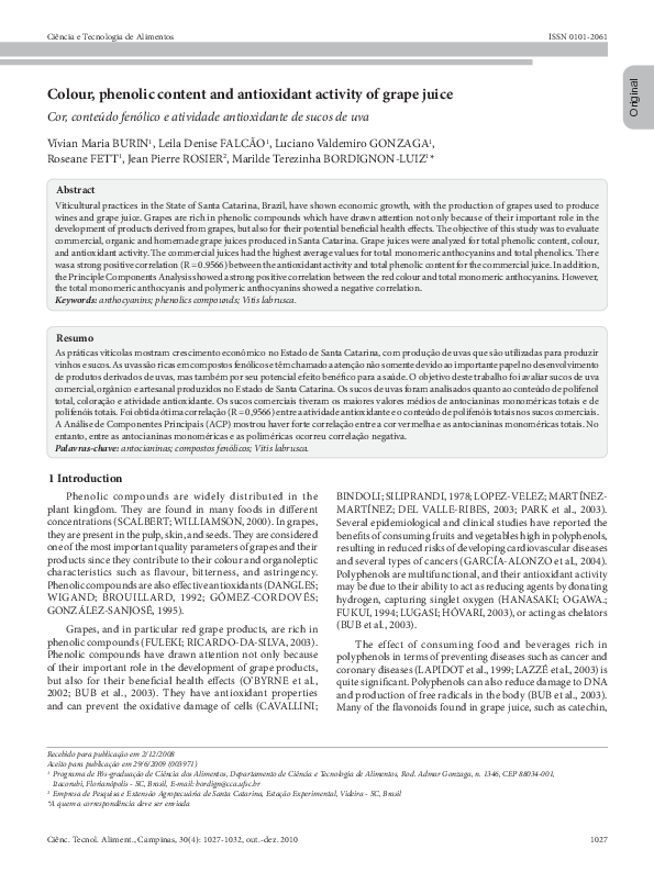 (PDF) Colour, phenolic content and antioxidant activity of grape juice ...