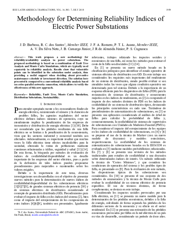 (PDF) Methodology for Reliability Indices Determination in Electric ...