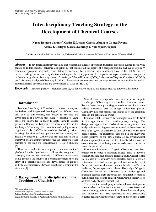 (PDF) Interdisciplinary Teaching Strategy in the Development of ...