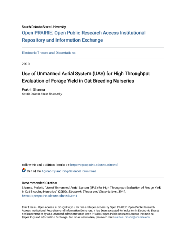 (PDF) Use of Unmanned Aerial System (UAS) for High Throughput ...