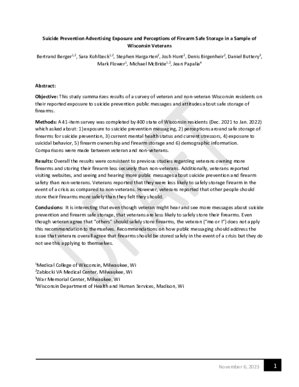 (PDF) Suicide Prevention Advertising Exposure and Perceptions of ...