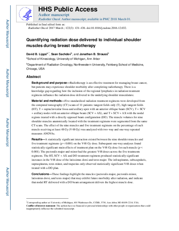 (PDF) Quantifying radiation dose delivered to individual shoulder ...