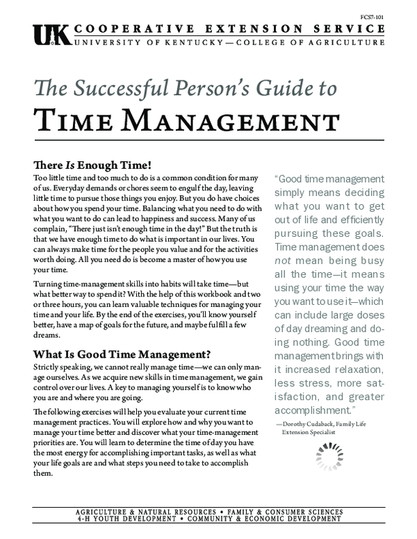 (PDF) Time management: Practical workbooklet