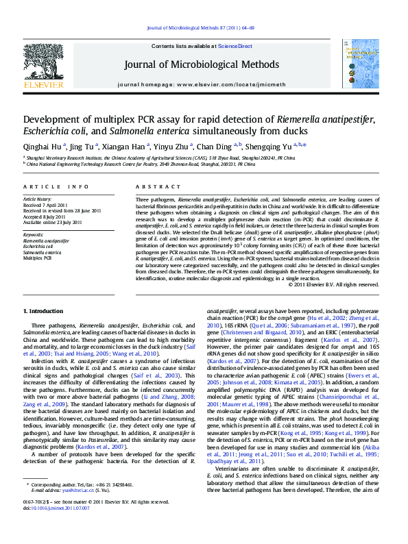(PDF) Development of multiplex PCR assay for rapid detection of ...