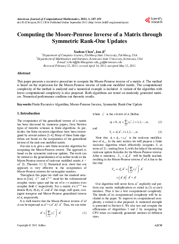 (PDF) Computing the Moore-Penrose Inverse of a Matrix Through Symmetric ...