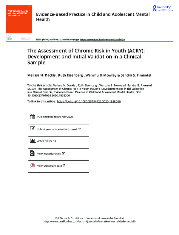 (PDF) The Assessment of Chronic Risk in Youth (ACRY): Development and ...
