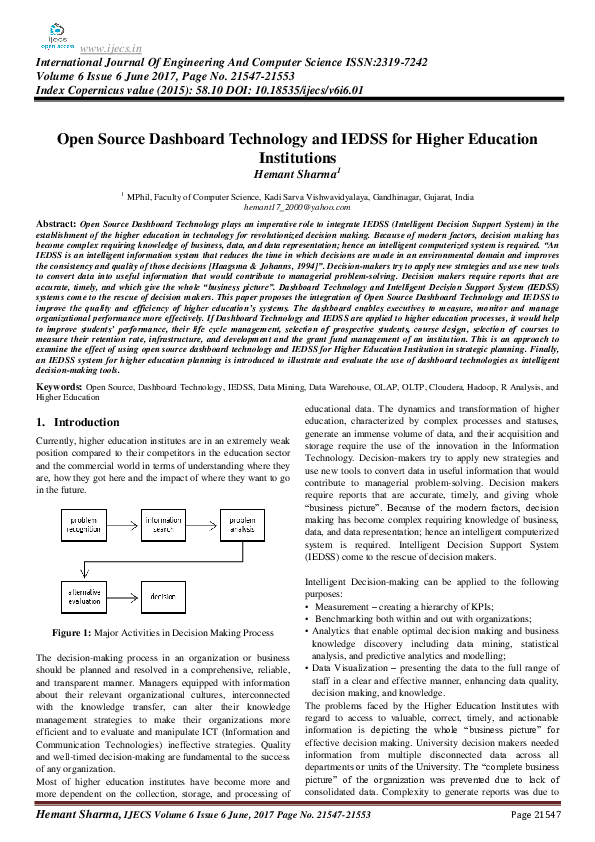 (PDF) Open Source Dashboard Technology and IEDSS for Higher Education ...