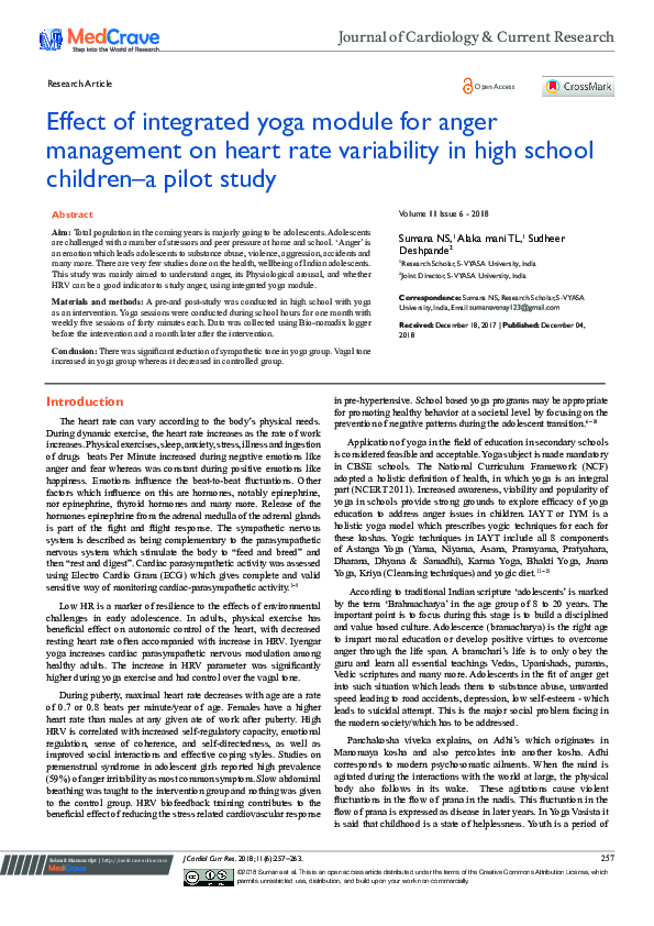 (PDF) Effect of integrated yoga on stress and heart rate variability in ...