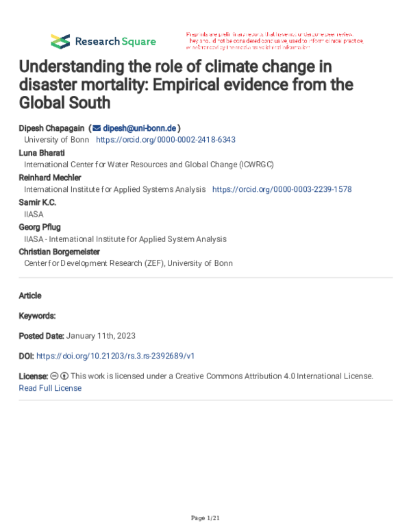 (PDF) Understanding the role of climate change in disaster mortality ...