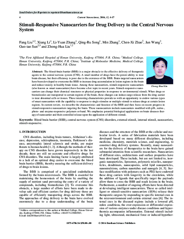 (PDF) Stimuli-responsive nanocarriers for drug delivery