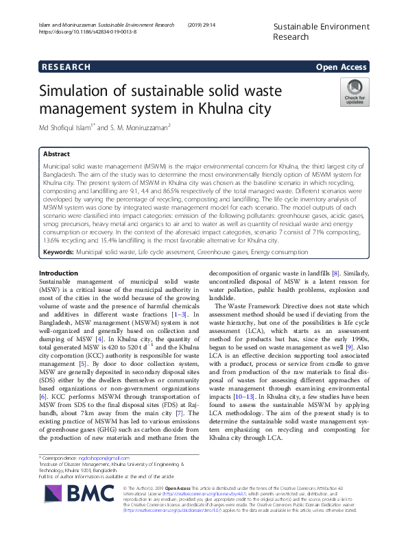 (PDF) Simulation of sustainable solid waste management system in Khulna ...