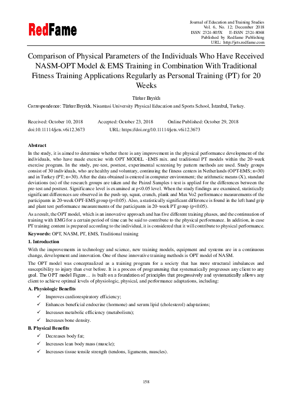 (PDF) Comparison of Physical Parameters of the Individuals Who Have ...