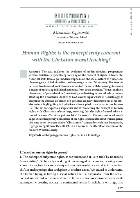 (PDF) Human Rights: is the concept truly coherent with the Christian ...