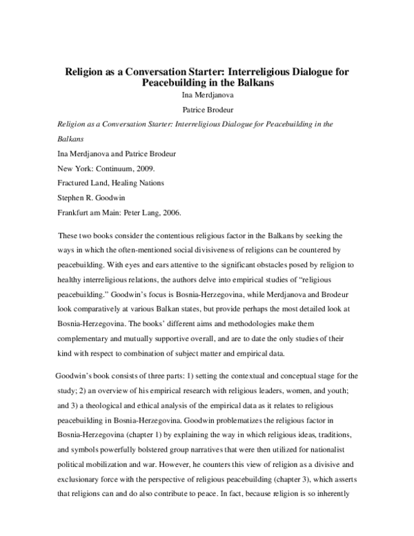 (PDF) Religion as a Conversation Starter : Interreligious Dialogue for ...