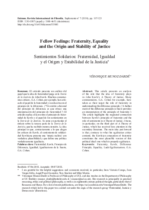 (PDF) Fellow Feelings: Fraternity, Equality and the Origin and ...