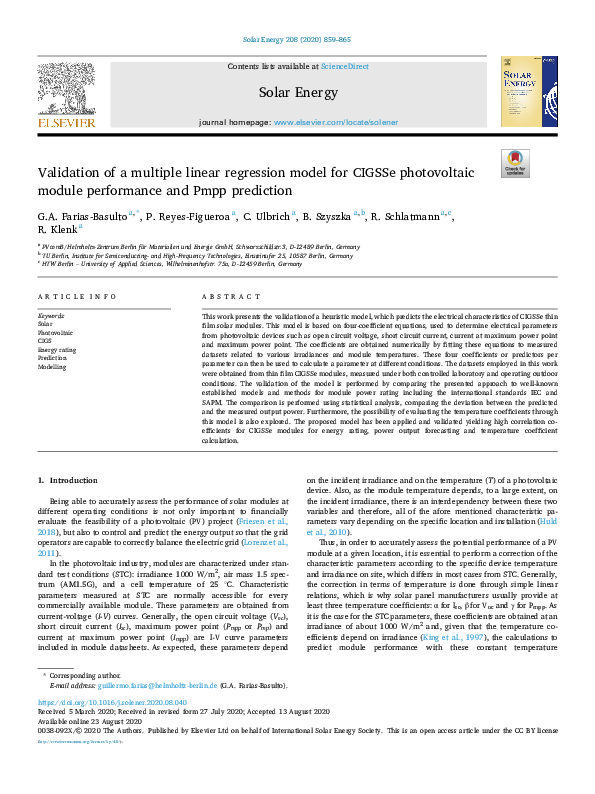 (PDF) Validation of a multiple linear regression model for CIGSSe ...