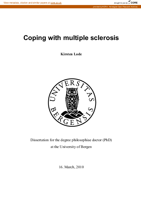 (PDF) Patient information and coping styles in multiple sclerosis