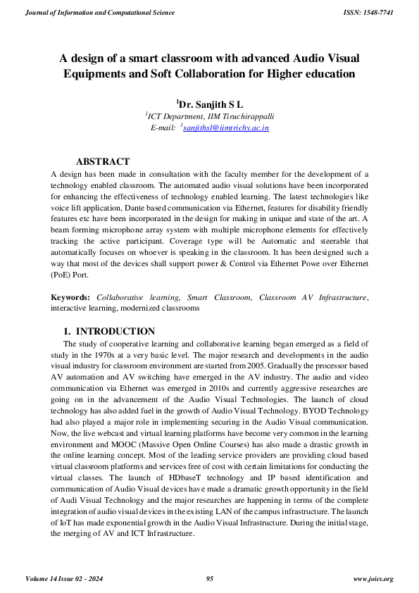 (PDF) A design of a smart classroom with advanced Audio Visual ...