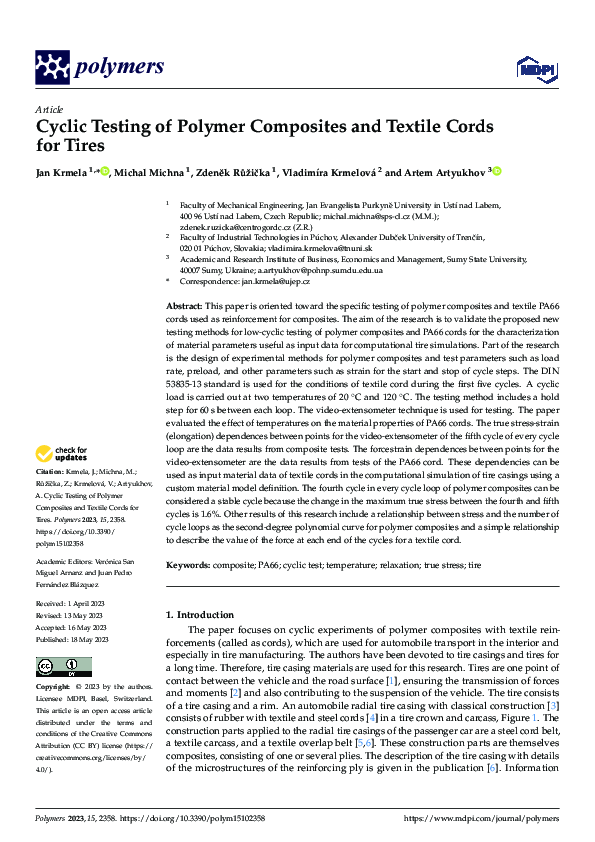 (PDF) Cyclic Testing of Polymer Composites and Textile Cords for Tires
