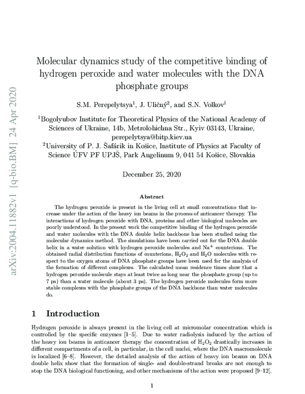 (PDF) Molecular dynamics study of the competitive binding of hydrogen ...