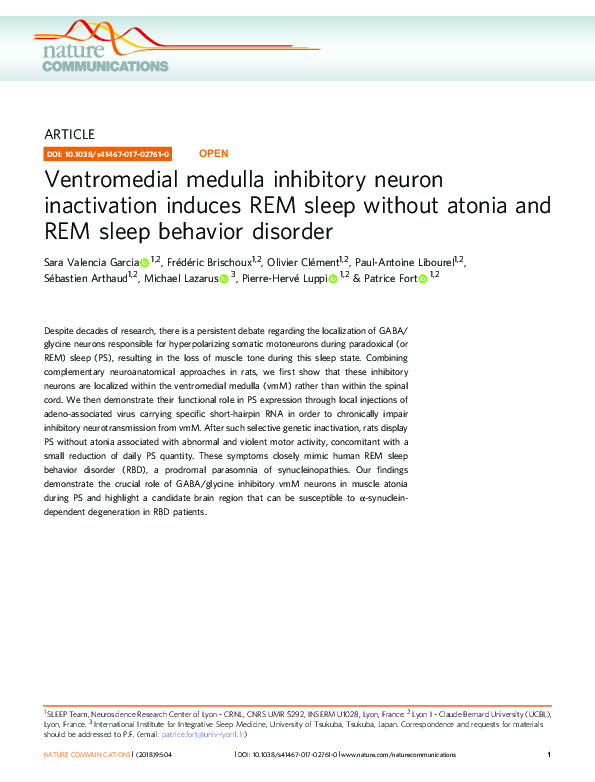 (PDF) Ventromedial medulla inhibitory neuron inactivation induces REM