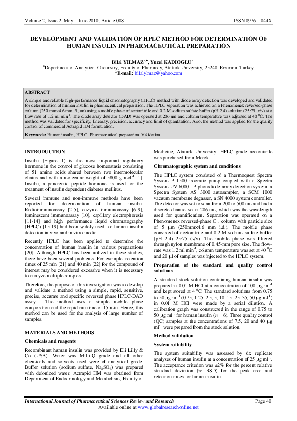 (PDF) Development and Validation of HPLC Method for Determination of ...