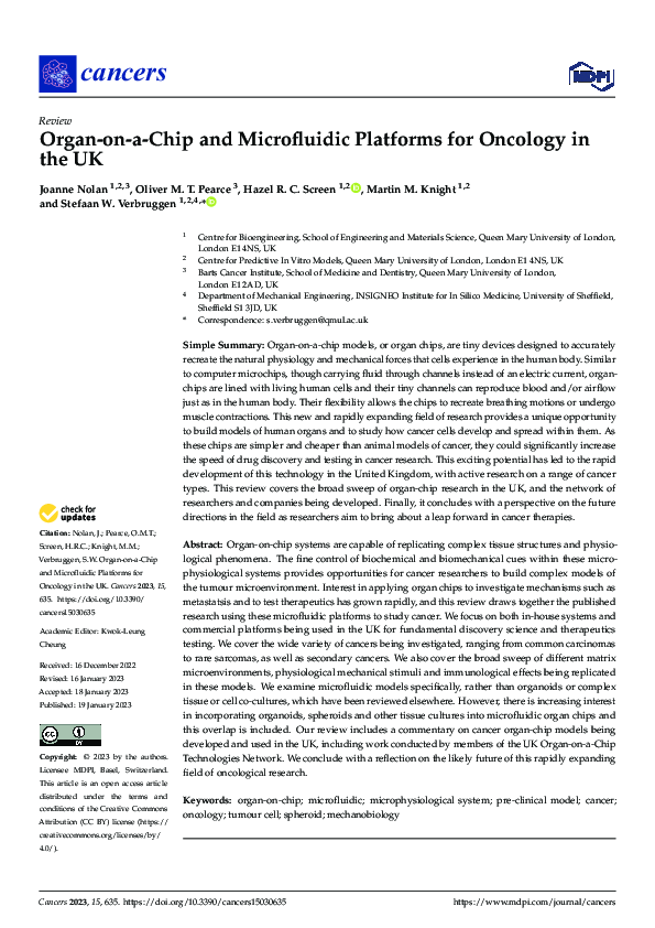 (PDF) Organ-on-a-Chip and Microfluidic Platforms for Oncology in the UK