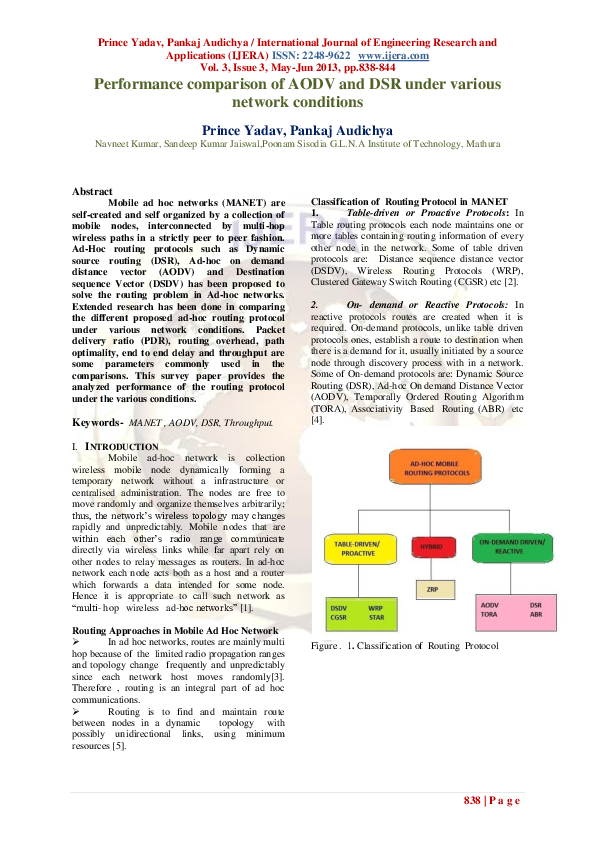 (PDF) Performance comparison of AODV and DSR under various network ...