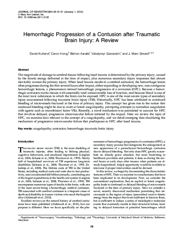 (PDF) Hemorrhagic Progression of a Contusion after Traumatic Brain ...