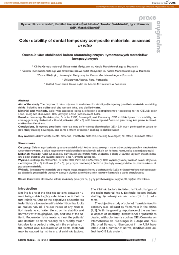 (PDF) Color stability of dental temporary composite materials assessed ...