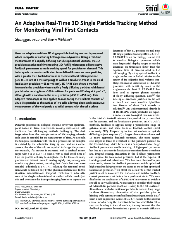 (PDF) An Adaptive Real‐Time 3D Single Particle Tracking Method for ...