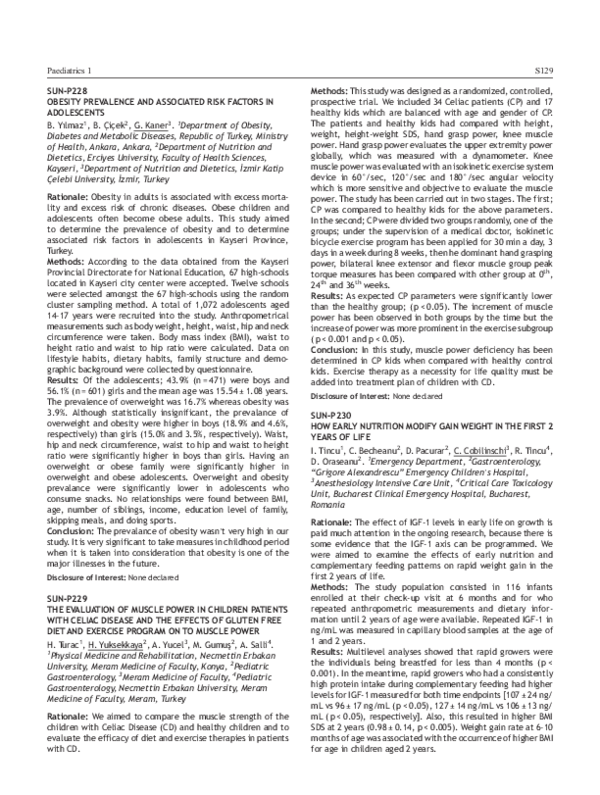 (PDF) SUN-P230: How Early Nutrition Modify Gain Weight in the First 2 ...