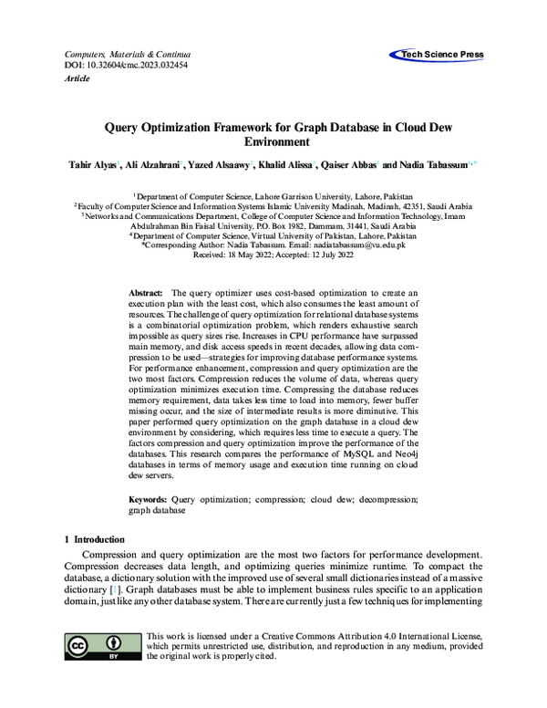 (PDF) Query Optimization Framework for Graph Database in Cloud Dew ...