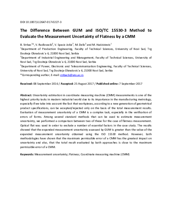 (PDF) The Difference Between GUM and ISO/TC 15530-3 Method to Evaluate ...