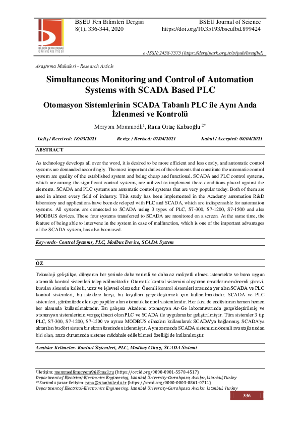 (PDF) Simultaneous Monitoring and Control of Automation Systems with ...