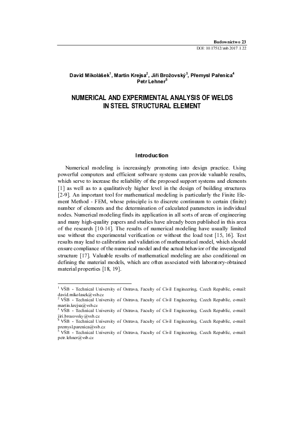(PDF) Numerical and Experimental Analysis of Welds in Steel Structural ...