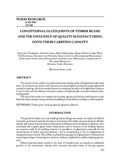 (PDF) Longitudinal glued joints of timber beams and the influence of ...